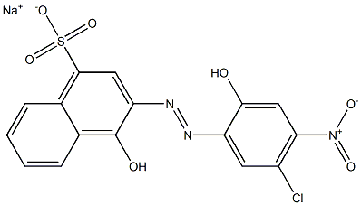 4-Hydroxy-3-[(5-chloro-2-hydroxy-4-nitrophenyl)azo]naphthalene-1-sulfonic acid sodium salt Struktur