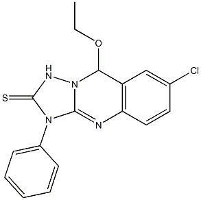 7-Chloro-9-ethoxy-3,9-dihydro-3-phenyl[1,2,4]triazolo[5,1-b]quinazoline-2(1H)-thione Struktur