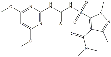 1,3,N,N-Tetramethyl-5-[[(4,6-dimethoxypyrimidin-2-yl)thiocarbamoyl]sulfamoyl]-1H-pyrazole-4-carboxamide Struktur