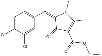 1,2-Dimethyl-4-oxo-5-(3,4-dichlorobenzylidene)-2-pyrroline-3-carboxylic acid ethyl ester Struktur