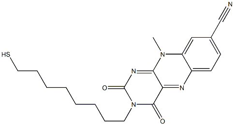 3-(8-Mercaptooctyl)-8-cyano-10-methylbenzo[g]pteridine-2,4(3H,10H)-dione Struktur