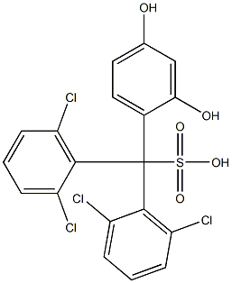 Bis(2,6-dichlorophenyl)(2,4-dihydroxyphenyl)methanesulfonic acid Struktur