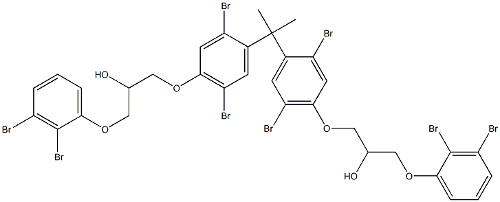 2,2-Bis[2,5-dibromo-4-[2-hydroxy-3-(2,3-dibromophenoxy)propyloxy]phenyl]propane Struktur