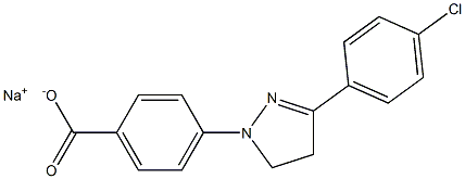 p-[3-(p-Chlorophenyl)-2-pyrazolin-1-yl]benzoic acid sodium salt Struktur