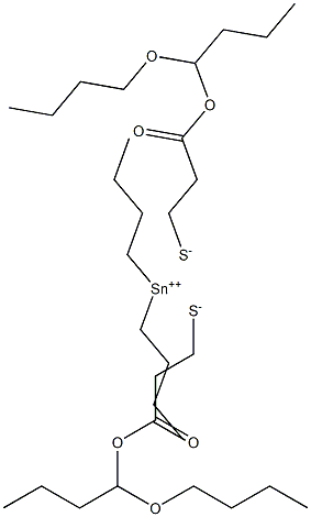 Dibutyltin(IV)bis[3-(1-butoxybutoxy)-3-oxopropane-1-thiolate] Struktur