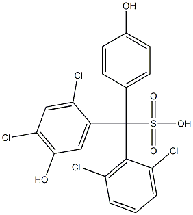 (2,6-Dichlorophenyl)(2,4-dichloro-5-hydroxyphenyl)(4-hydroxyphenyl)methanesulfonic acid Struktur