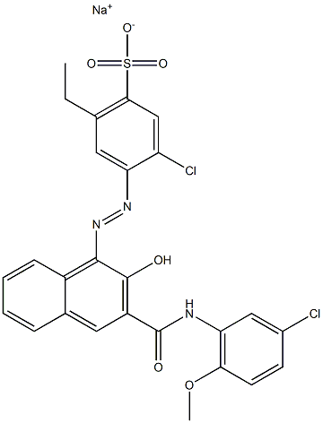 3-Chloro-6-ethyl-4-[[3-[[(3-chloro-6-methoxyphenyl)amino]carbonyl]-2-hydroxy-1-naphtyl]azo]benzenesulfonic acid sodium salt Struktur