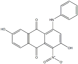 1-Anilino-3,7-dihydroxy-4-nitroanthraquinone Struktur