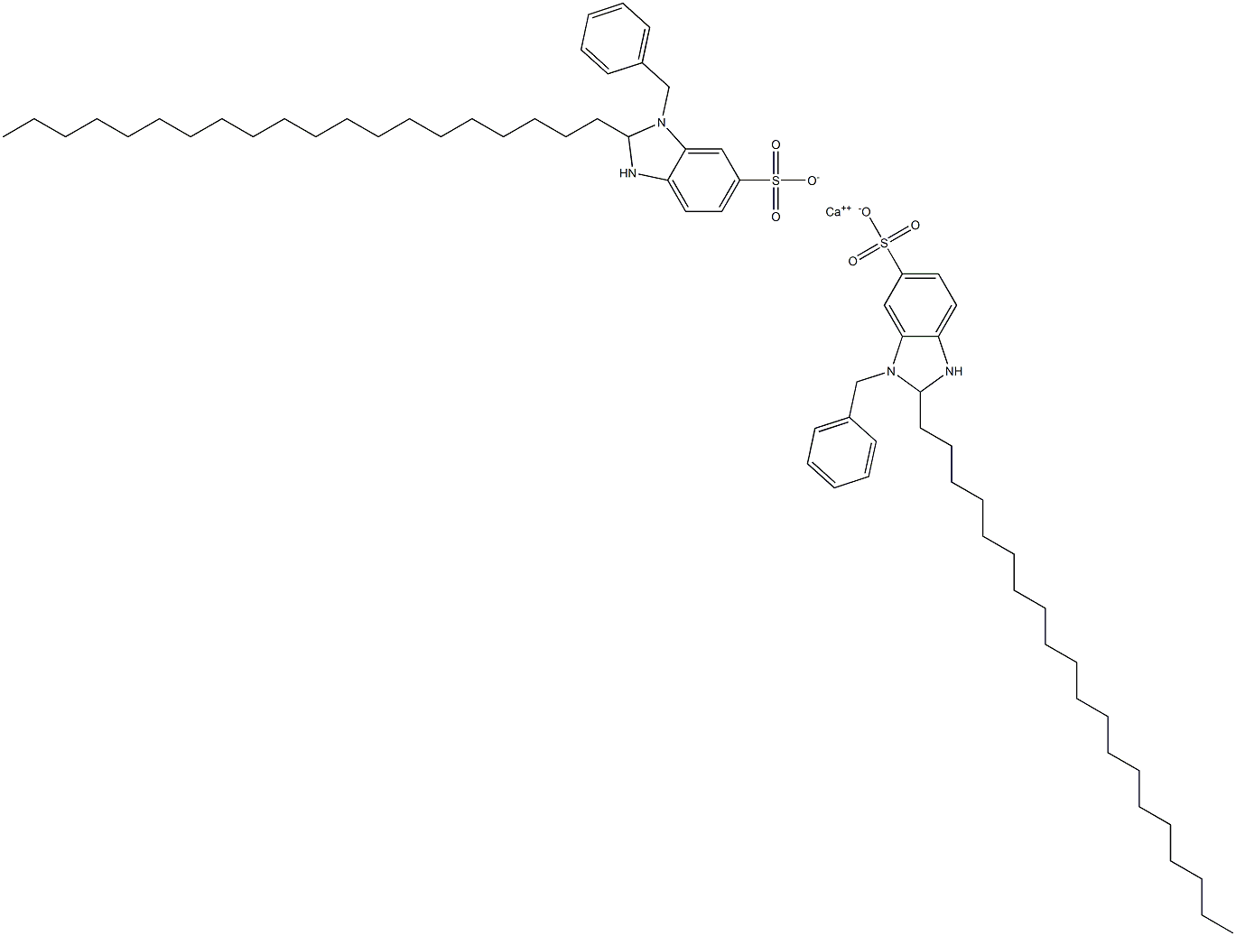 Bis(1-benzyl-2,3-dihydro-2-icosyl-1H-benzimidazole-6-sulfonic acid)calcium salt Struktur