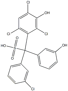 (3-Chlorophenyl)(2,4,6-trichloro-3-hydroxyphenyl)(3-hydroxyphenyl)methanesulfonic acid Struktur