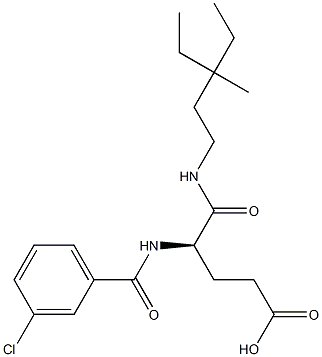 (R)-4-(3-Chlorobenzoylamino)-5-oxo-5-(3-ethyl-3-methylpentylamino)valeric acid Struktur