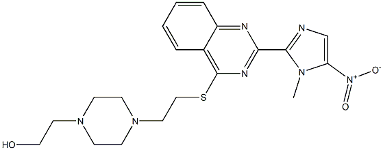 2-(1-Methyl-5-nitro-1H-imidazol-2-yl)-4-[[2-[4-(2-hydroxyethyl)-1-piperazinyl]ethyl]thio]quinazoline Struktur