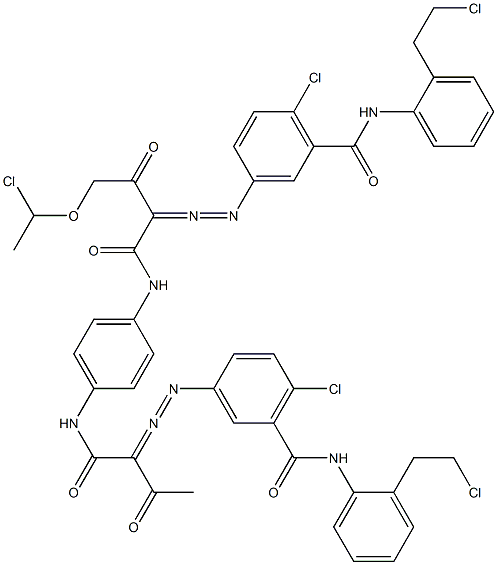 3,3'-[2-[(1-Chloroethyl)oxy]-1,4-phenylenebis[iminocarbonyl(acetylmethylene)azo]]bis[N-[2-(2-chloroethyl)phenyl]-6-chlorobenzamide] Struktur