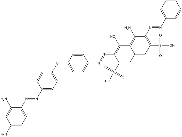 4-Amino-6-[[4-[[4-[(2,4-diaminophenyl)azo]phenyl]thio]phenyl]azo]-5-hydroxy-3-(phenylazo)-2,7-naphthalenedisulfonic acid Struktur