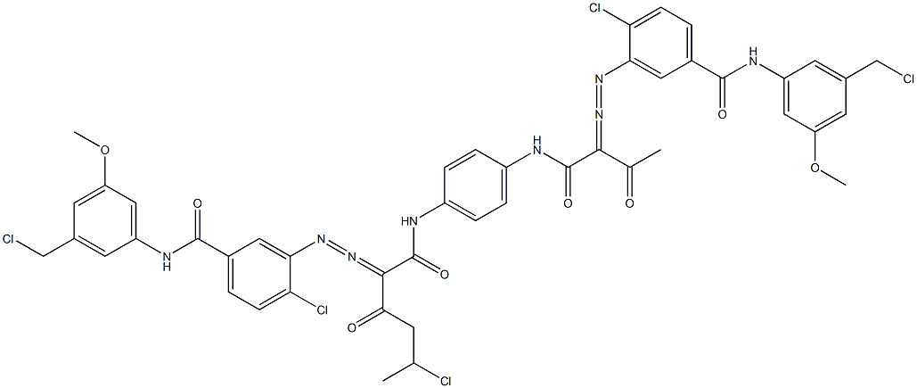 3,3'-[2-(1-Chloroethyl)-1,4-phenylenebis[iminocarbonyl(acetylmethylene)azo]]bis[N-[3-(chloromethyl)-5-methoxyphenyl]-4-chlorobenzamide] Struktur