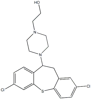 2,7-Dichloro-10-[4-(2-hydroxyethyl)piperazino]-10,11-dihydrodibenzo[b,f]thiepin Struktur