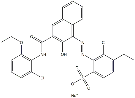 3-Chloro-4-ethyl-2-[[3-[[(2-chloro-6-ethoxyphenyl)amino]carbonyl]-2-hydroxy-1-naphtyl]azo]benzenesulfonic acid sodium salt Struktur