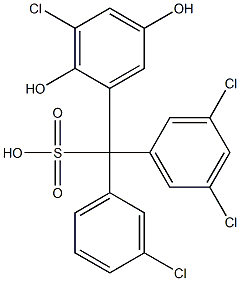 (3-Chlorophenyl)(3,5-dichlorophenyl)(3-chloro-2,5-dihydroxyphenyl)methanesulfonic acid Struktur