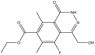 1,2-Dihydro-1-oxo-5-fluoro-6,8-dimethyl-4-(hydroxymethyl)phthalazine-7-carboxylic acid ethyl ester Struktur