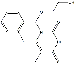 3,4-Dihydro-1-[(2-hydroxyethoxy)methyl]-5-methyl-6-phenylthio-4-thioxopyrimidin-2(1H)-one Struktur