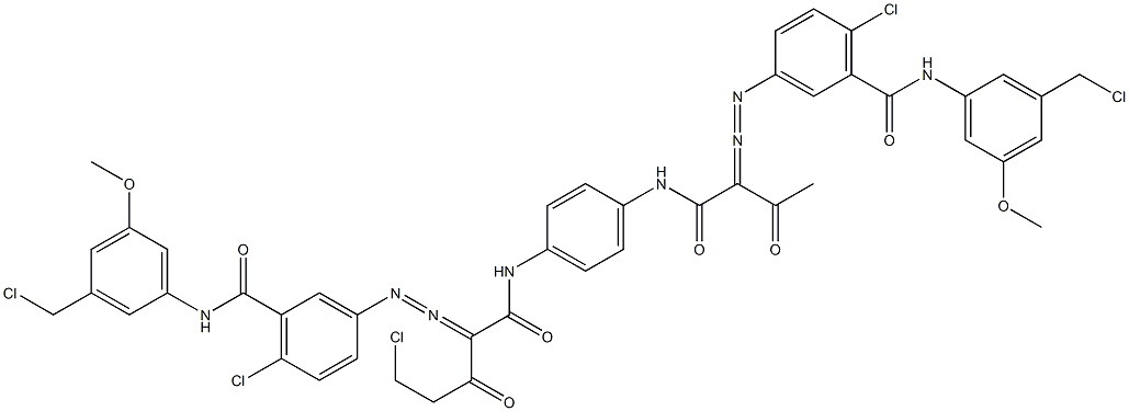 3,3'-[2-(Chloromethyl)-1,4-phenylenebis[iminocarbonyl(acetylmethylene)azo]]bis[N-[3-(chloromethyl)-5-methoxyphenyl]-6-chlorobenzamide] Struktur