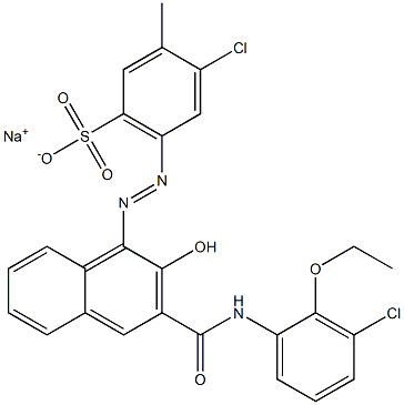 4-Chloro-3-methyl-6-[[3-[[(3-chloro-2-ethoxyphenyl)amino]carbonyl]-2-hydroxy-1-naphtyl]azo]benzenesulfonic acid sodium salt Struktur