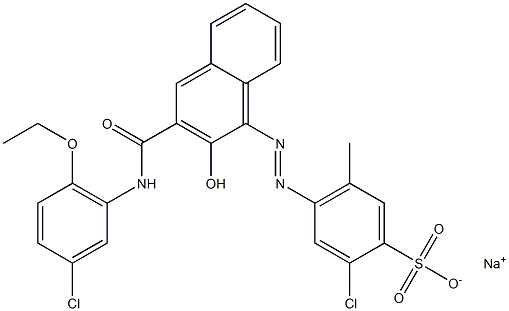 2-Chloro-5-methyl-4-[[3-[[(3-chloro-6-ethoxyphenyl)amino]carbonyl]-2-hydroxy-1-naphtyl]azo]benzenesulfonic acid sodium salt Struktur