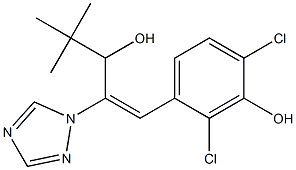 (E)-1-(2,4-Dichloro-3-hydroxyphenyl)-4,4-dimethyl-2-(1H-1,2,4-triazol-1-yl)-1-penten-3-ol Struktur