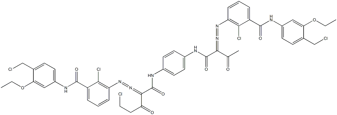 3,3'-[2-(Chloromethyl)-1,4-phenylenebis[iminocarbonyl(acetylmethylene)azo]]bis[N-[4-(chloromethyl)-3-ethoxyphenyl]-2-chlorobenzamide] Struktur