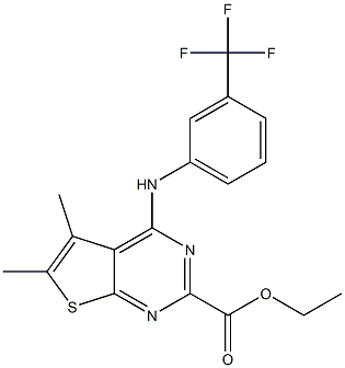 5,6-Dimethyl-4-[3-(trifluoromethyl)phenylamino]thieno[2,3-d]pyrimidine-2-carboxylic acid ethyl ester Struktur