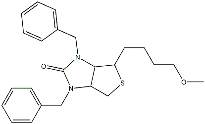 2,4-Dibenzyl-6-(4-methoxybutyl)-7-thia-2,4-diazabicyclo[3.3.0]octan-3-one Struktur