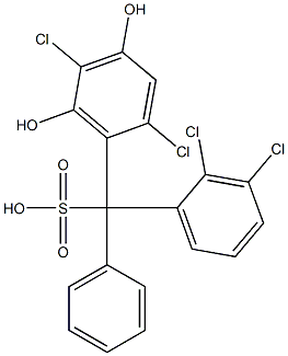 (2,3-Dichlorophenyl)(2,5-dichloro-4,6-dihydroxyphenyl)phenylmethanesulfonic acid Struktur