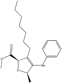 (2R,5R)-3-Heptyl-4-(phenylseleno)-5-methyl-2,5-dihydrofuran-2-carboxylic acid methyl ester Struktur