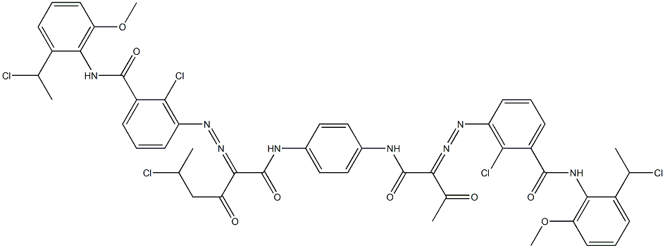 3,3'-[2-(1-Chloroethyl)-1,4-phenylenebis[iminocarbonyl(acetylmethylene)azo]]bis[N-[2-(1-chloroethyl)-6-methoxyphenyl]-2-chlorobenzamide] Struktur