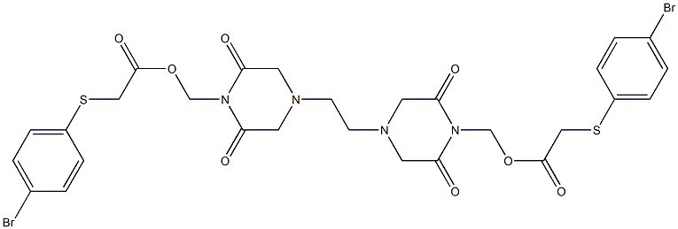 4,4'-Ethylenebis(2,6-dioxopiperazine-1-methanol)bis[(4-bromophenylthio)acetate] Struktur