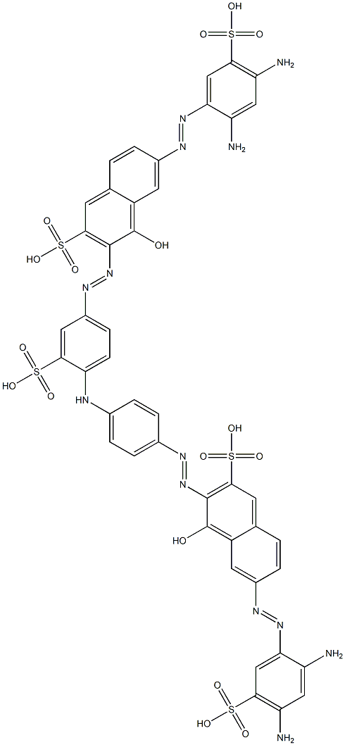 6-[(2,4-Diamino-5-sulfophenyl)azo]-3-[[4-[[4-[[7-[(2,4-diamino-5-sulfophenyl)azo]-1-hydroxy-3-sulfo-2-naphthalenyl]azo]phenyl]amino]-3-sulfophenyl]azo]-4-hydroxy-2-naphthalenesulfonic acid Struktur