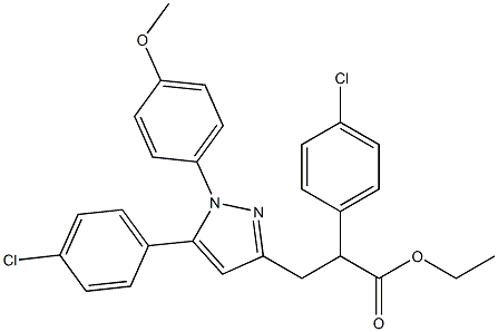 2-(4-Chlorophenyl)-3-[[1-(4-methoxyphenyl)-5-(4-chlorophenyl)-1H-pyrazol]-3-yl]propanoic acid ethyl ester Struktur