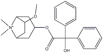 3-[(Hydroxydiphenylacetyl)oxy]-6-methoxy-8,8-dimethyl-8-azoniabicyclo[3.2.1]octane Struktur