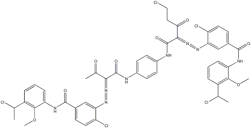 3,3'-[2-(Chloromethyl)-1,4-phenylenebis[iminocarbonyl(acetylmethylene)azo]]bis[N-[3-(1-chloroethyl)-2-methoxyphenyl]-4-chlorobenzamide] Struktur