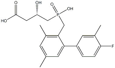 (3S)-3-Hydroxy-4-[hydroxy[2-(4-fluoro-3-methylphenyl)-4,6-dimethylbenzyl]phosphinyl]butyric acid Struktur