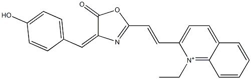 1-Ethyl-2-[2-[[4-(4-hydroxybenzylidene)-4,5-dihydro-5-oxooxazol]-2-yl]ethenyl]quinolinium Struktur