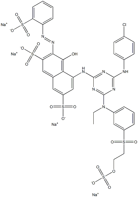 5-[4-(4-Chloroanilino)-6-[N-ethyl-3-[2-(sulfooxy)ethylsulfonyl]anilino]-1,3,5-triazin-2-ylamino]-4-hydroxy-3-(2-sulfophenylazo)-2,7-naphthalenedisulfonic acid tetrasodium salt Struktur