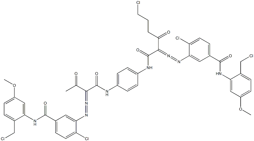 3,3'-[2-(2-Chloroethyl)-1,4-phenylenebis[iminocarbonyl(acetylmethylene)azo]]bis[N-[2-(chloromethyl)-5-methoxyphenyl]-4-chlorobenzamide] Struktur