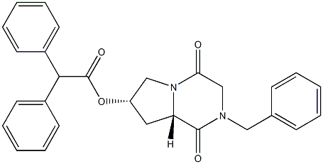 (6S,8S)-4-Benzyl-8-(diphenylacetyloxy)-1,4-diazabicyclo[4.3.0]nonane-2,5-dione Struktur