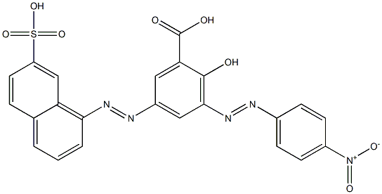 2-Hydroxy-3-[(4-nitrophenyl)azo]-5-[(7-sulfonaphthalen-1-yl)azo]benzoic acid Struktur