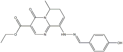 9-[2-(4-Hydroxybenzylidene)hydrazino]-6-methyl-6,7-dihydro-4-oxo-4H-pyrido[1,2-a]pyrimidine-3-carboxylic acid ethyl ester Struktur