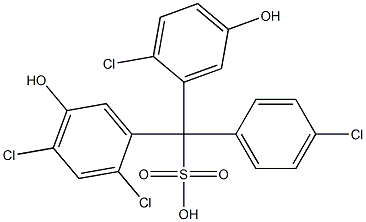 (4-Chlorophenyl)(2-chloro-5-hydroxyphenyl)(2,4-dichloro-5-hydroxyphenyl)methanesulfonic acid Struktur