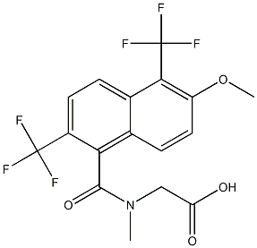 [N-[[2,5-Bis(trifluoromethyl)-6-methoxy-1-naphthalenyl]carbonyl]-N-methylamino]acetic acid Struktur