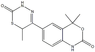 4,4-Dimethyl-6-[(3,6-dihydro-6-methyl-2-oxo-2H-1,3,4-thiadiazin)-5-yl]-4H-3,1-benzoxazin-2(1H)-one Struktur