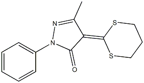 4-(1,3-Dithiane-2-ylidene)-3-methyl-1-phenyl-2-pyrazoline-5-one Struktur